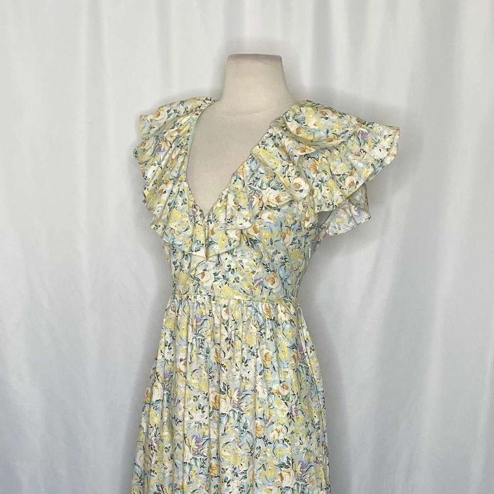 O.P.T. Kate Floral Ruffled Midi Dress One Pretty Time Pockets Ruffles Small - Picture 9 of 16